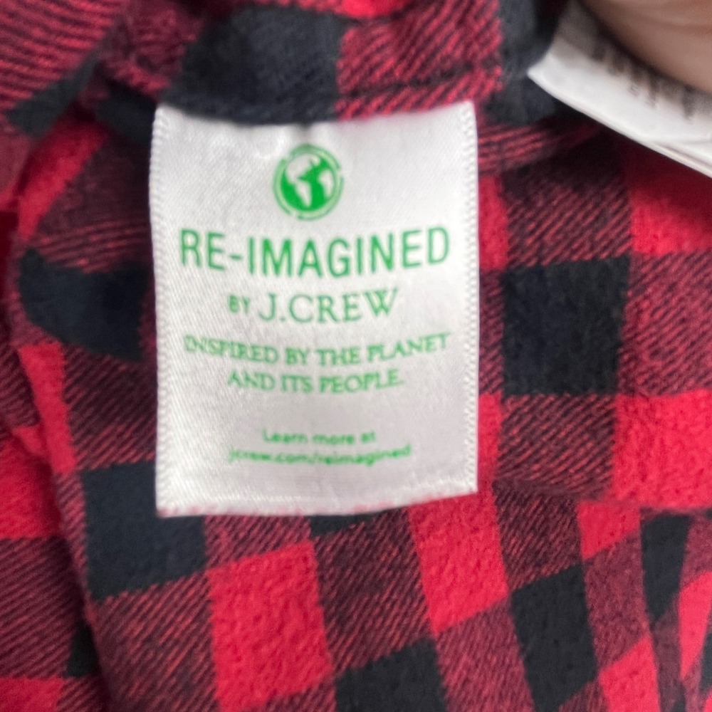 J.Crew Flannel Shirt Mens L Red Black Buffalo Check Classic Fit Cotton Pocket - Picture 5 of 12